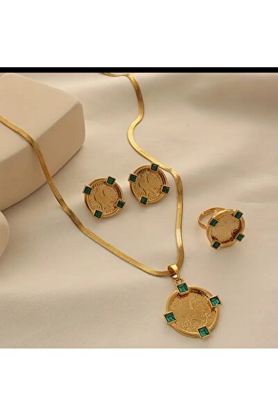 Enanice Rooster Patterned Necklace Ring Earrings