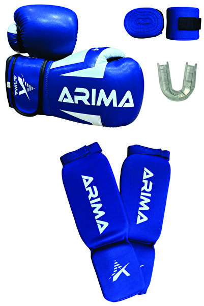 ARIMA Boks Eldiven Seti & Kick Boks Eldiveni & Muay Thai Eldiveni Bandaj Dişlik Kaval Ayaküstü Set -10 oz