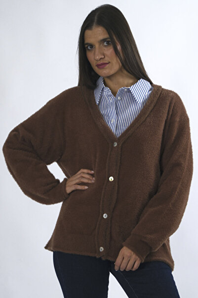 ABBRA Women's Bearded 4 Button Cardigan