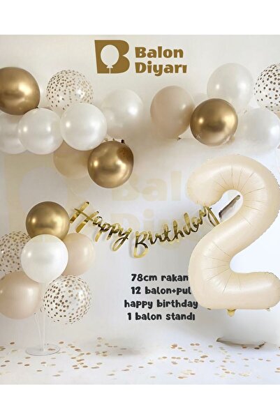 BALON DİYARI 2 yaş Folyo 12 balon banner 7li stand elit doğum günü seti
