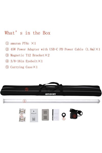 APUTURE Amaran PT4C, Pixel Tube Light, 16 RGBWW Pixels Tube LED, 32W Power (120cm/47.2Inch)