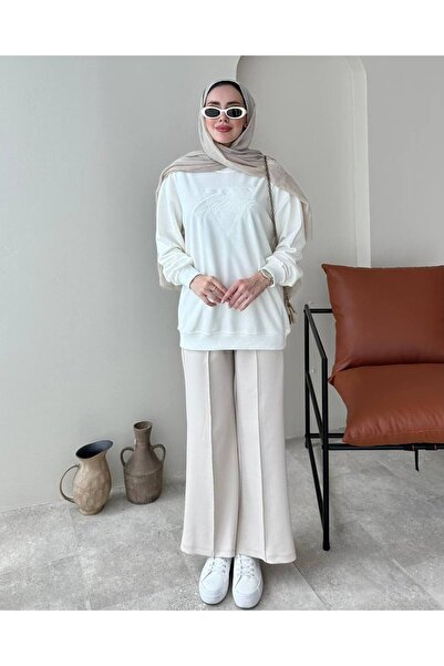 MODA AKGÜN Çimali Scuba Wide-Leg Pants