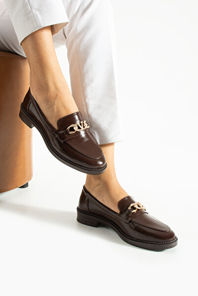 YM Pabuc Жіночі лофери з ланцюжком на шнурівці, стильні повсякденні туфлі