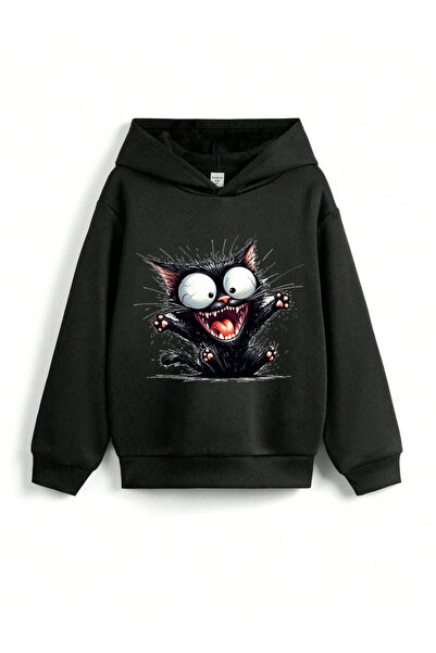 stil x Детска суитшърт с качулка и принт на сладки котки