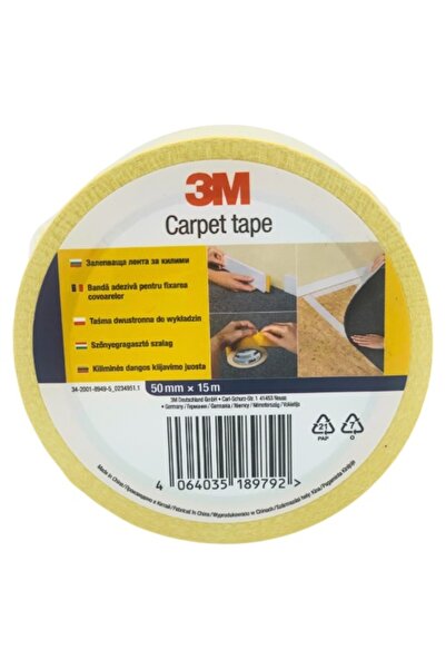 3M Bandă adezivă pentru covor, 50 mm x 15 metri, galbenă, pentru covor