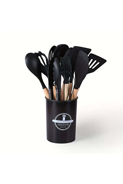 kitchentech Set de ustensile de bucătărie 14 piese cu capete și suport din si...