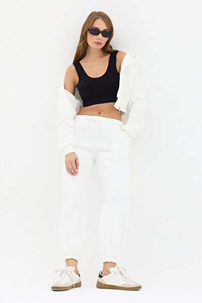 modafarize Three Thread Cotton Crop Cardigan Sweatpants Top and Bottom Set