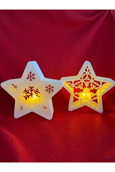smilechild BÜYÜK BOY 2 Lİ SET Ledli Yılbaşı Süsü Yıldız 16 CM 2 ADET LED MUM ...
