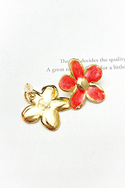 roshel Renkli Mineli Çiçek Küpe Altın Kaplama Kararmaz