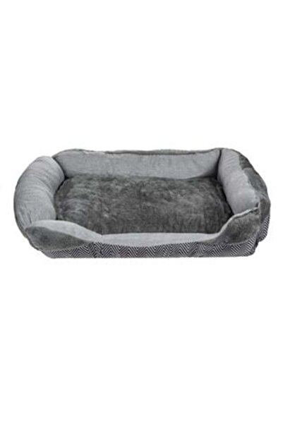 OEM Rectangular Bed with Imitation Fluffy Fur Gray for Dogs 80 x 70 x 20 cm
