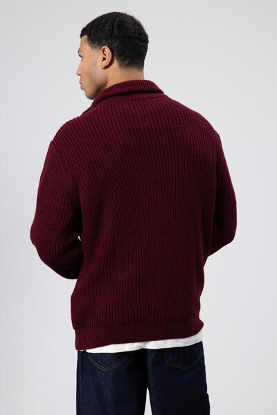 VAMOSCLO oversized Πλεκτό Ζακέτα με φερμουάρ Βουργουνδίας