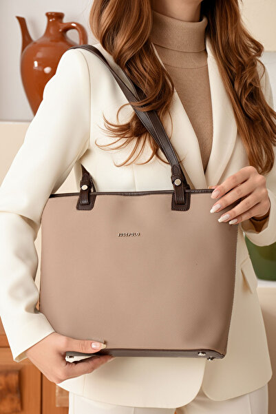 POLO CLUB حقيبة كتف ويد نسائية من الجلد ماركة لاكوست بـ 4 أقسام 6049