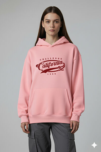 LORVEX سويت شيرت كاليفورنيا بطباعة أمامية كبيرة الحجم للجنسين