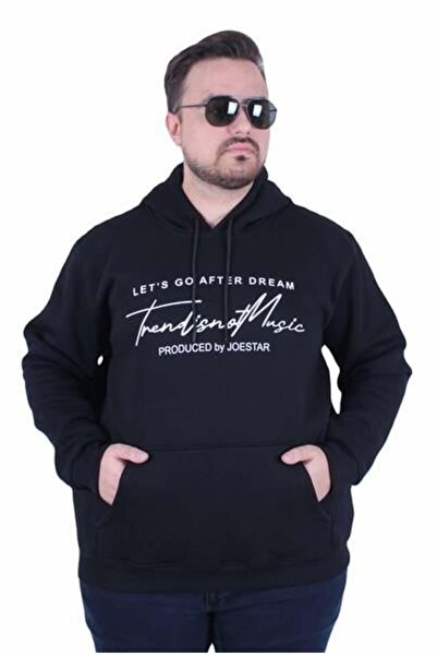 MocGrande Μεγάλο μέγεθος 3ip Φούτερ με κουκούλα Let's Go 25720 ΜΑΥΡΟ