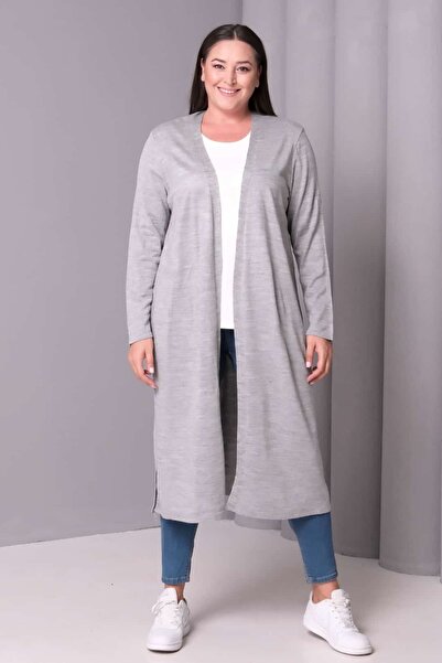 tarzımsüper Women's Plus Size Oversize Soft Textured Hijab Cardigan