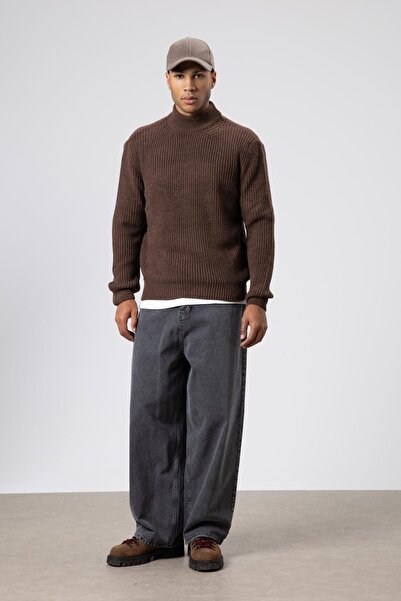 VAMOSCLO Πλεκτό πουλόβερ με μισό ζιβάγκο βιζόν