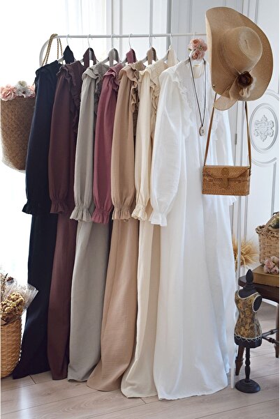 EMİNOS BUTİK Organik Müslin Prenses Elbise