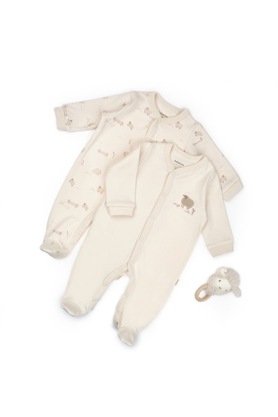 BabyCosy Organic Wear 2’li Organik Pamuk Patikli Tulum Seti | Yenidoğan & Beb...