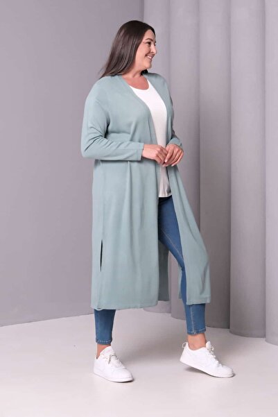 tarzımsüper Women's Plus Size Oversize Soft Textured Hijab Cardigan