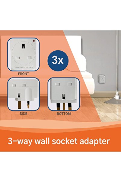 Kistenmacher EGK 613B, 3-way Wall Plug Adapter, British Standard (3 x BS socket)