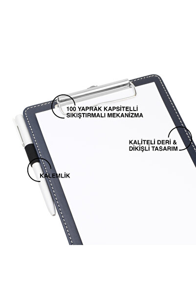 2K Secretary, A5 Small Size, Without Cover, A5 Clipboard Vegan Faux Leather, 17.5X24.5 Cm., Navy Blue