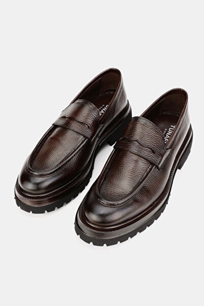 TUNAELLİ ERKEK KAHVERENGİ HAKİKİ DOĞAL DERİ 39-45 NUMARA EVA TABAN LOAFER AYAKKABI