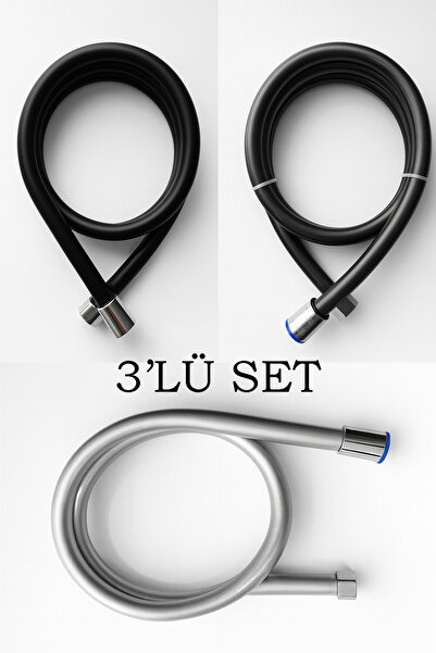 KUSTAR Sağlam ve Esnek Duş Hortumu 150 cm | Patlamaz, Uzun Ömürlü, 3 Renk veya 3'lü Set Seçeneği