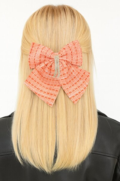 TAKIŞTIR Orange Color Ribbon Figured Stone Detailed Automatic Buckle