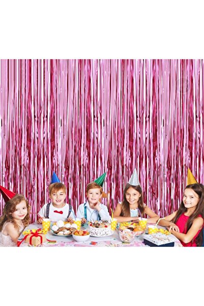 MARKQ Pink Foil Fringe Curtain 1×2m Metallic Tinsel Party Backdrop for Birthday, Wedding, Baby Shower [2]