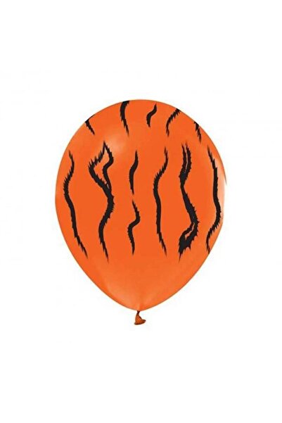 İSTOÇ PARTİ Tiger Striped Patterned Orange Balloon 20 Pieces