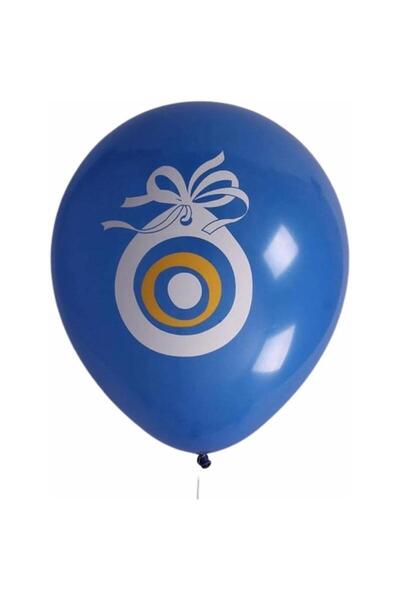İSTOÇ PARTİ Evil Eye Bead Printed Circumcision Party Blue Color Printed Balloon 10 Pieces