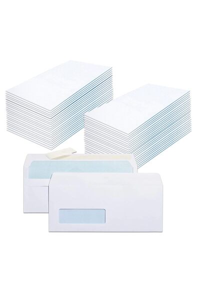 MARKQ مظاريف بريدية بيضاء بنافذة، مقاس 4 × 9 بوصات، قابلة للتقشير والغلق، 80 ...