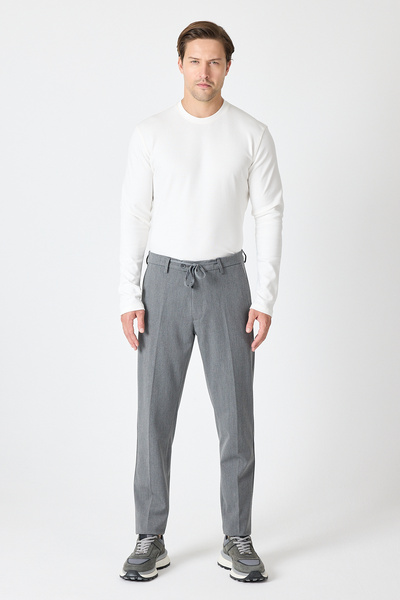 Frappoli Rollex Чоловічі середньо-сірі 4-сезонні штани-джоггери з еластичною стрічкою та шнурками