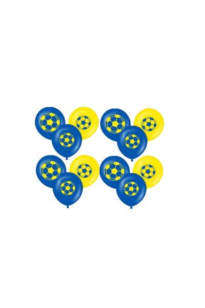 İSTOÇ PARTİ Yellow Navy Blue Fan Printed Balloon 20 Pieces