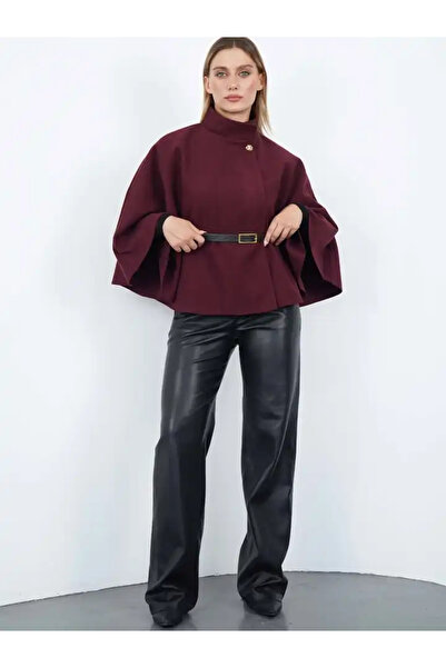 cemo Pelerin Panço Kaban İnce Kaşe Kemer Hediyeli Gold Düğmeli