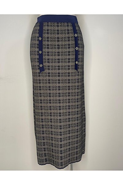 VALİN Checked knit skirt
