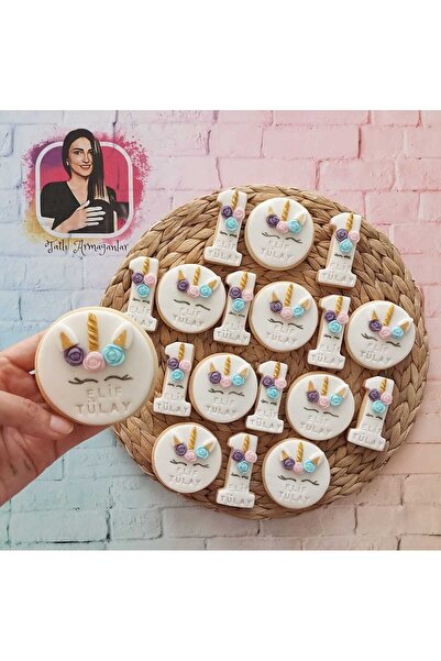 Tatlı Armağanlar Doğum Gününe Özel 1 Yaş ve Yuvarlak Model Karışık Butik Kurabiye - 20 Adet