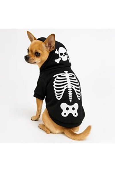 OEM Hanorac negru cu schelet de Halloween pentru animale de companie