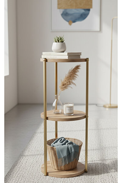 AKKAYAHOME Dekoratif 3 katlı Raflık, Çiçeklik, Köşe Rafi, Sehpa Çok Amaçlı Ra...