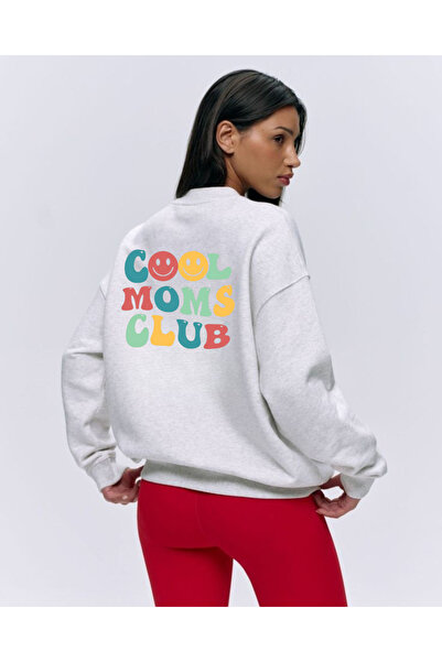 Tubinyoo سويت شيرت مطبوع برقبة دائرية من Cool Moms Club مكون من 3 خيوط