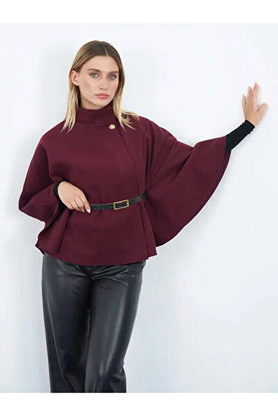 cemo Pelerin Panço Kaban İnce Kaşe Kemer Hediyeli Gold Düğmeli