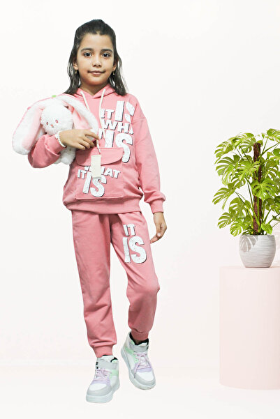 newhappylife Set de trening pentru fetiță cu glugă & cu scris & cu imprimeu &...
