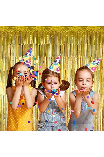 MARKQ Gold Foil Fringe Curtain 1×2m Metallic Tinsel Party Backdrop for Birthday, Wedding, Baby Shower [2]