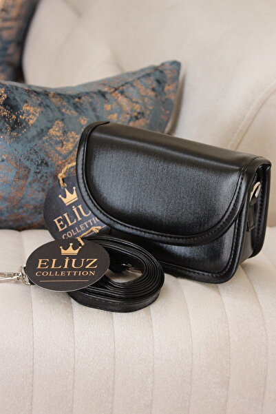 Eliuz Siyah Kapaklı Kadın Çapraz & Omuz Çanta