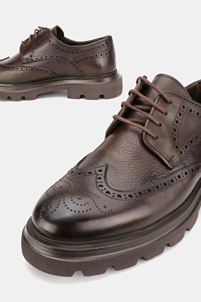 TUNAELLİ ERKEK KAHVERENGİ HAKİKİ DOĞAL DERİ 39-45-46 NUMARA EVA TABAN BAĞCIKLI AYAKKABI