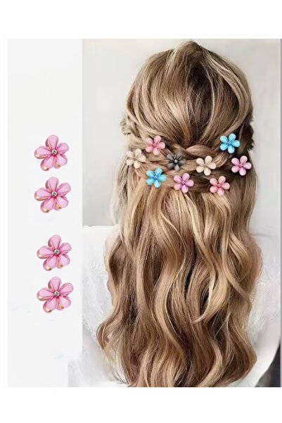 NEW HİLL Agrafe de păr din metal cu model de flori, dimensiune mică - 4 bucăți