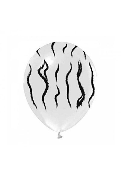 İSTOÇ PARTİ Zebra Striped Patterned White Balloon 20 Pieces