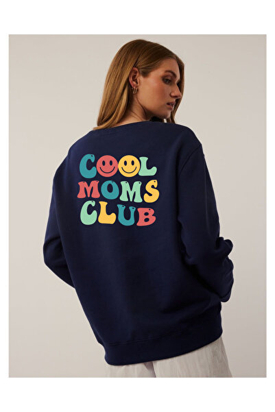 Tubinyoo سويت شيرت مطبوع برقبة دائرية من Cool Moms Club مكون من 3 خيوط