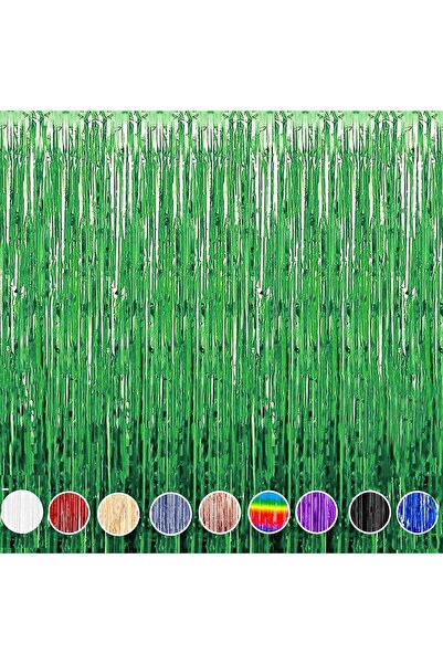MARKQ Green Foil Fringe Curtain 1x2m Metallic Tinsel Party Backdrop for Birthday, Wedding, Eid [Pack of 1]