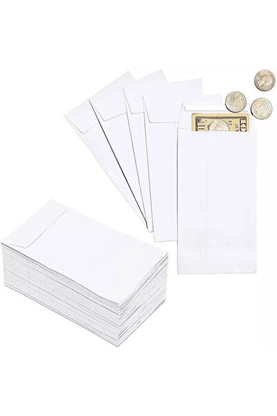 MARKQ أظرف عملات معدنية بيضاء، مقاس 6 × 4 بوصات، مصنوعة من ورق كرافت ذاتي اللصق، مخصصة للأجور والأوراق النقدية والخرز والمكتب (عبوة من 50 قطعة)